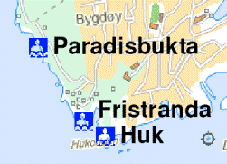 Kart over Huk fristrand